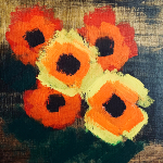 Peinture acrylique représentant un bouquet de fleurs du vent.