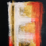 Peinture acrylique abstraite représentant une échelle permettant de monter au paradis.