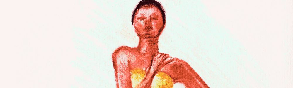 Dessin à la craie sanguine représentant une diva en robe sirène.