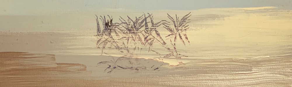 Peinture acrylique d'un paysage enneigé de l'Alaska.