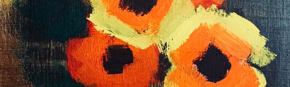 Peinture acrylique représentant un bouquet de fleurs du vent.