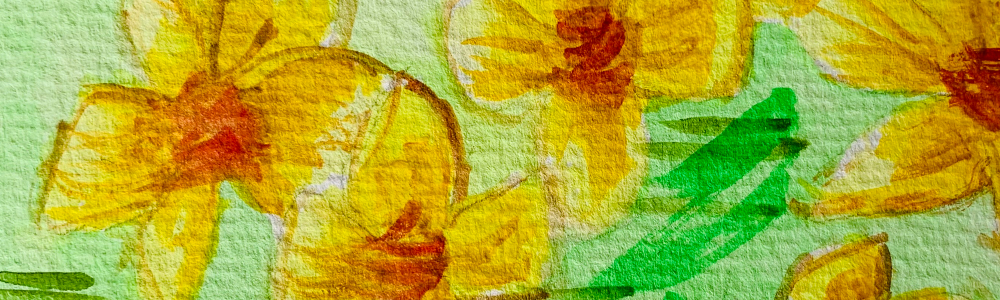 Peinture aquarelle représentant un champ de fleurs boutons d'or de couleur jaune dans de l'herbe verte.