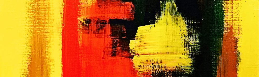 Peinture acrylique d'une ruelle étroite ensoleillée. Le soleil brille à travers les feuilles des arbres, créant des taches de lumière dorée sur le sol.