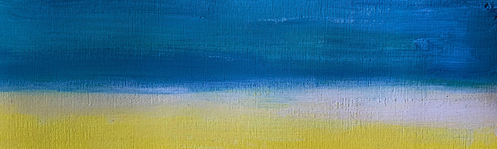 Peinture acrylique d'une plage ensoleillée au printemps, la mer avec ses vagues d'écumes et sa sable au sable doré.