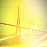 photo représentant le pont de Normandie vue de la mer